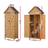 Gardeon Outdoor Storage Cabinet Cupboard Tool Organizer Shed Adjustable Natural - Side View