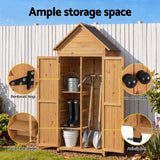 Gardeon Outdoor Storage Cabinet Cupboard Tool Organizer Shed Adjustable Natural - 45-Degree Angle