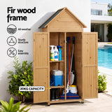 Gardeon Outdoor Storage Cabinet Cupboard Tool Organizer Shed Adjustable Natural - Rear View