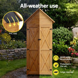 Gardeon Outdoor Storage Cabinet Cupboard Tool Organizer Shed Adjustable Natural - Close-Up Angle