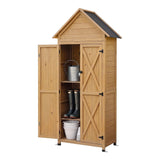 Gardeon Outdoor Storage Cabinet Cupboard Tool Organizer Shed Adjustable Natural - Low Angle