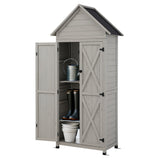 Gardeon Outdoor Storage Cabinet Cupboard Lockable Tool Organizer Shed Adjustable Grey - Front View