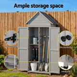 Gardeon Outdoor Storage Cabinet Cupboard Lockable Tool Organizer Shed Adjustable Grey - Rear View