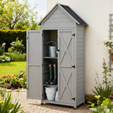 Gardeon Outdoor Storage Cabinet Cupboard Lockable Tool Organizer Shed Adjustable Grey - Low Angle