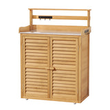 Gardeon Outdoor Storage Cabinet Box Potting Bench Table Shelf Chest Garden Shed - Side View