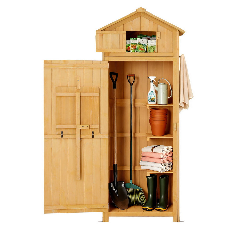Gardeon Outdoor Storage Cabinet Cupboard Folding Table Tool Organizer Shed Adjustable