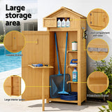 Gardeon Outdoor Storage Cabinet Cupboard Folding Table Tool Organizer Shed Adjustable - Close-Up Angle