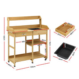 Gardeon Outdoor Potting Bench Table Storage Cabinet Potters Garden Workstation Natural - Front View