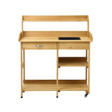 Gardeon Outdoor Potting Bench Table Storage Cabinet Potters Garden Workstation Natural - Side View