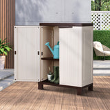 Livsip Outdoor Storage Cabinet Adjustable Lockable Beige - Side View