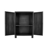 Livsip Outdoor Storage Cabinet Adjustable Lockable Black - Front View