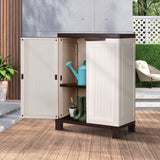 Livsip Outdoor Storage Cabinet Removable Shelf Lockable Beige