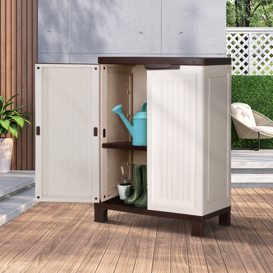 Livsip Outdoor Storage Cabinet Removable Shelf Lockable Beige