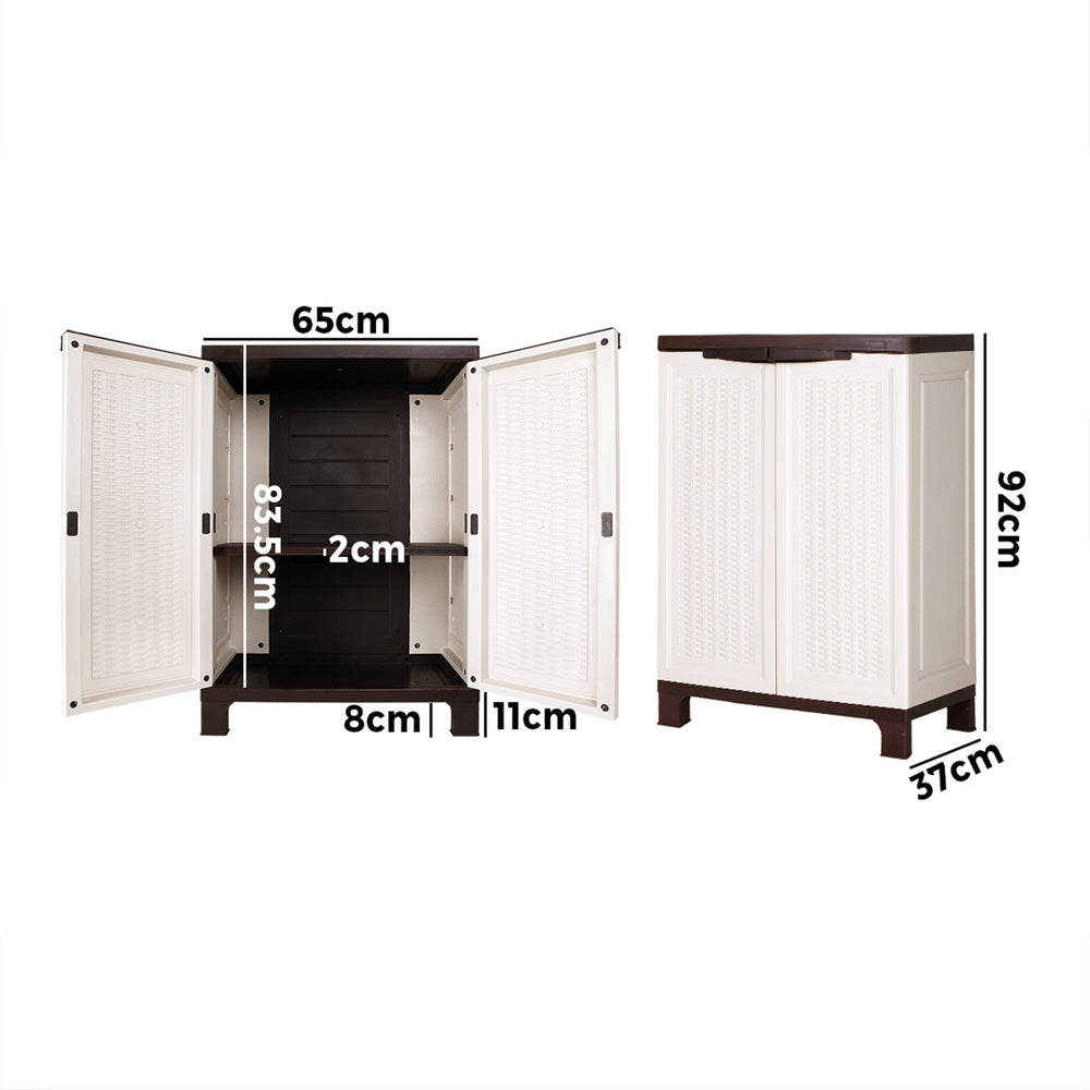 Livsip Outdoor Storage Cabinet Removable Shelf Lockable Beige