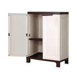 Livsip Outdoor Storage Cabinet Removable Shelf Lockable Beige - Close-Up Angle