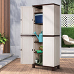 Livsip Outdoor Storage Cabinet Adjustable Lockable Tall Beige, image 5