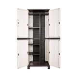 Livsip Outdoor Storage Cabinet Adjustable Lockable Tall Beige - Front View