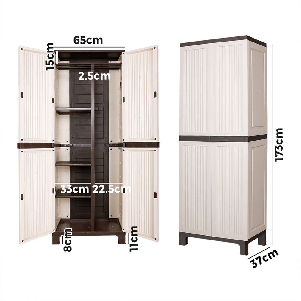 Livsip Outdoor Storage Cabinet Adjustable Lockable Tall Beige