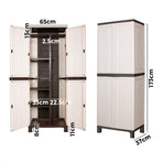 Livsip Outdoor Storage Cabinet Adjustable Lockable Tall Beige, Lockable
