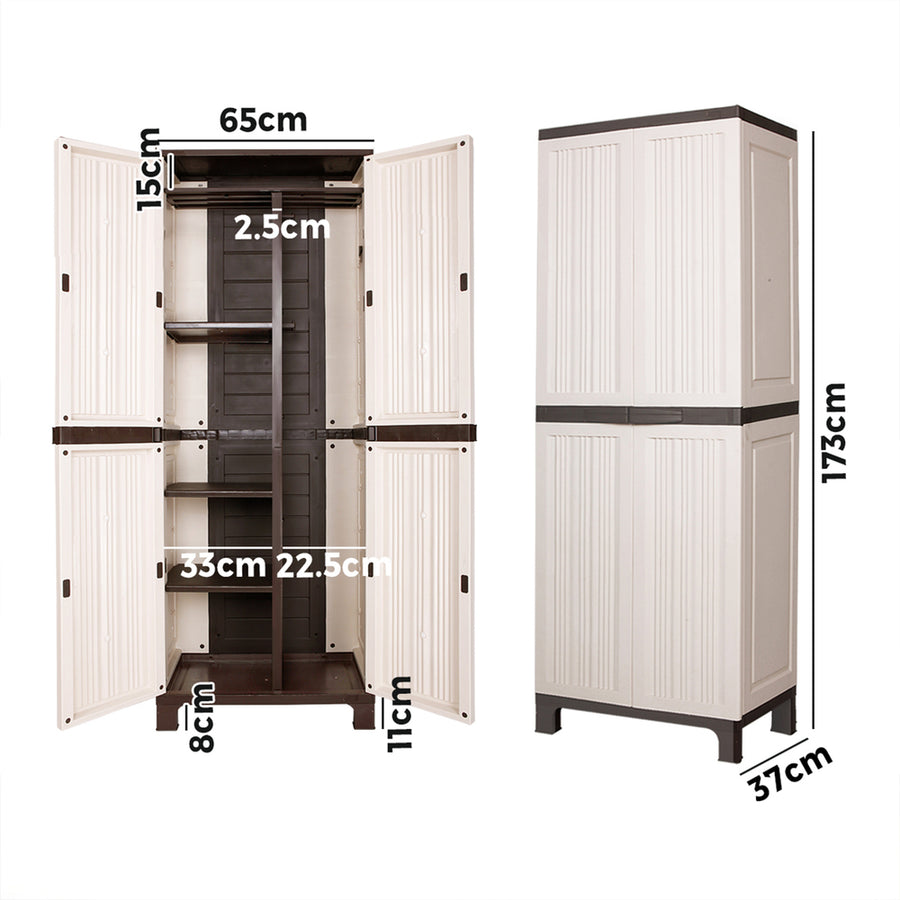 Livsip Outdoor Storage Cabinet Adjustable Lockable Tall Beige, Lockable