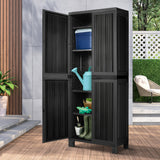 Livsip Outdoor Storage Cabinet Adjustable Lockable Tall Black - Close-Up Angle