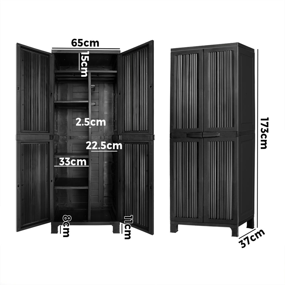 Livsip Outdoor Storage Cabinet Adjustable Lockable Tall Black