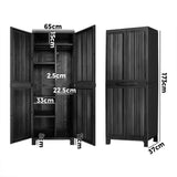 Livsip Outdoor Storage Cabinet Adjustable Lockable Tall Black - Front View