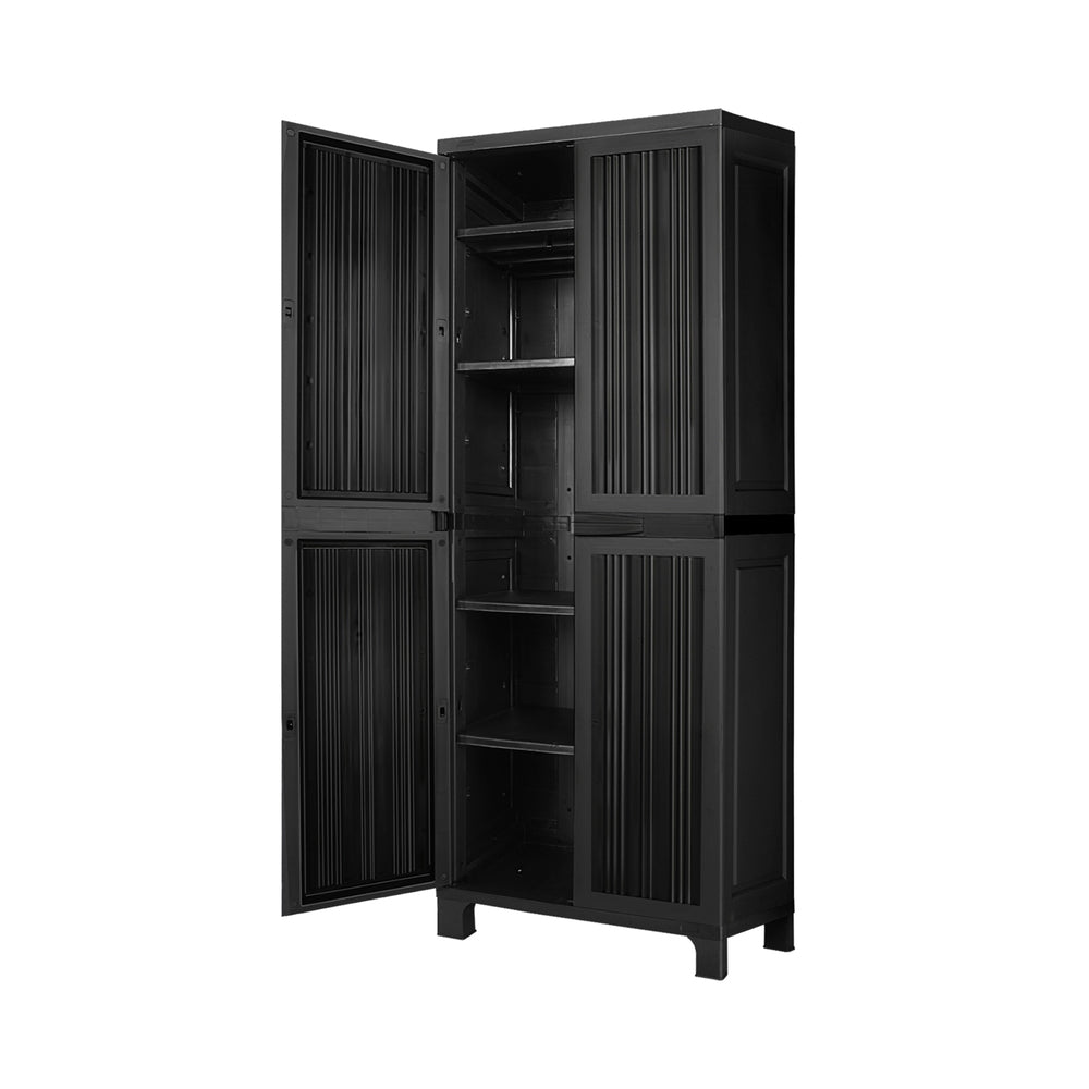 Livsip Outdoor Storage Cabinet Adjustable Lockable Tall Black