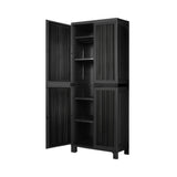 Livsip Outdoor Storage Cabinet Adjustable Lockable Tall Black - Rear View