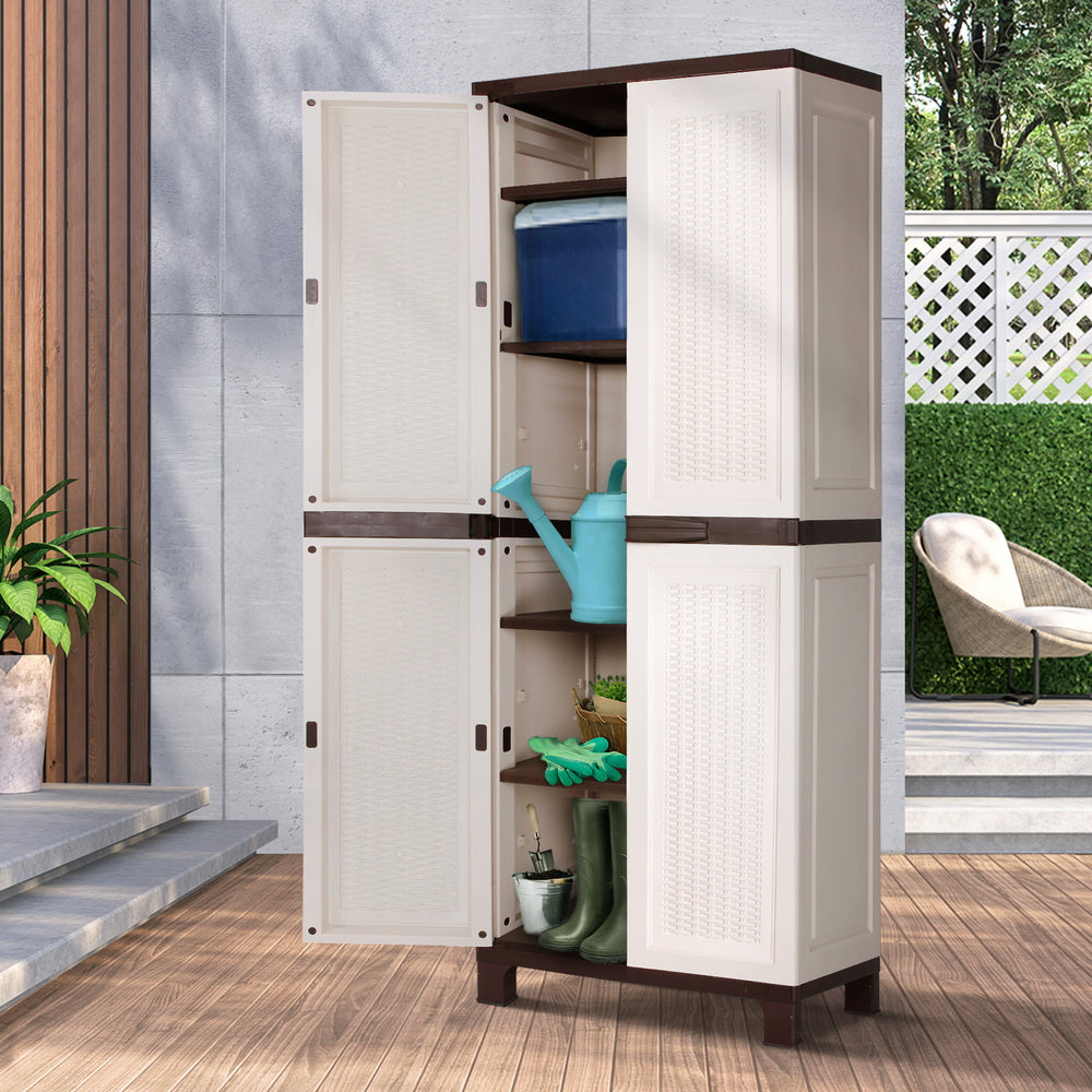 Livsip Outdoor Storage Cabinet Adjustable Lockable 6 Hooks
