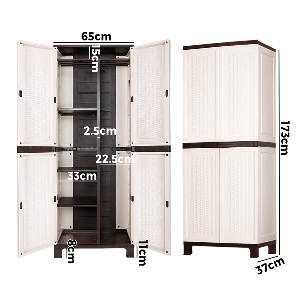 Livsip Outdoor Storage Cabinet Adjustable Lockable 6 Hooks
