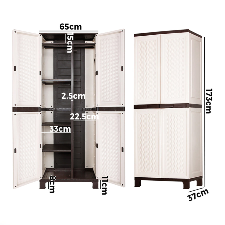 Livsip Outdoor Storage Cabinet Adjustable Lockable 6 Hooks