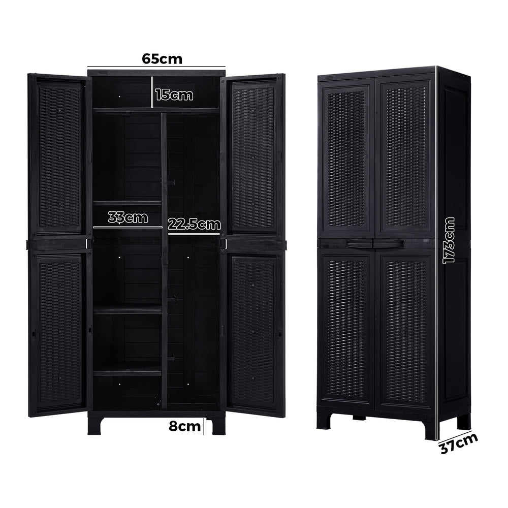 Livsip Outdoor Storage Cabinet Adjustable Tall Black