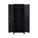 Livsip Outdoor Storage Cabinet Adjustable Tall Black - Front View