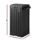 Gardeon Outdoor Trash Cans Polypropylene Patio Hideaway Bin 110L Black