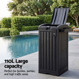 Gardeon Outdoor Trash Cans Polypropylene Patio Hideaway Bin 110L Black - 45-Degree Angle