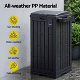 Gardeon Outdoor Trash Cans Polypropylene Patio Hideaway Bin 110L Black - Rear View