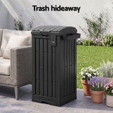 Gardeon Outdoor Trash Cans Polypropylene Patio Hideaway Bin 110L Black - Low Angle