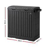 Gardeon Outdoor Trash Cans Dual Compartment Trash Can 220L Black - Front View