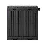 Gardeon Outdoor Trash Cans Dual Compartment Trash Can 220L Black - Side View