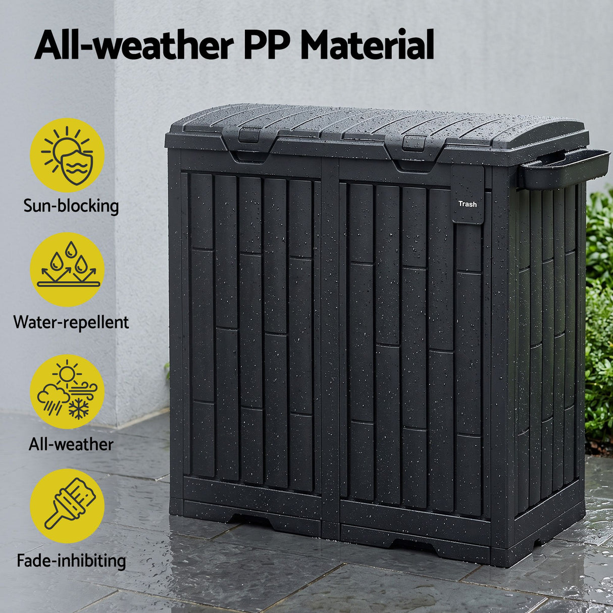 Gardeon Outdoor Trash Cans Dual Compartment Trash Can 220L Black