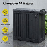 Gardeon Outdoor Trash Cans Dual Compartment Trash Can 220L Black - Rear View