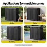 Gardeon Outdoor Trash Cans Dual Compartment Trash Can 220L Black - Close-Up Angle