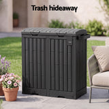Gardeon Outdoor Trash Cans Dual Compartment Trash Can 220L Black - Low Angle