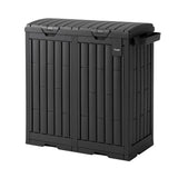 Gardeon Outdoor Trash Cans Dual Compartment Trash Can 220L Black