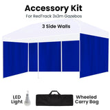 RED TRACK Accessory Pack for 6x3m Navy Blue Gazebo, includes Walls, Wheeled Carry Bag, Rechargeable USB Lamp - 45-Degree Angle