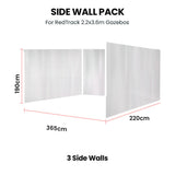 RED TRACK 3x Side Walls for 2.2x3.6m Gazebo, White - Side View