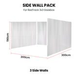 RED TRACK 3x Side Walls for 3x3m Gazebo, White - Top-Down View