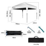 RED TRACK 3.6x2.2m Ultra Compact Folding Gazebo, Carry bag, Portable Outdoor Popup Marquee for Camping Beach, White - Rear View