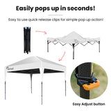 RED TRACK 3.6x2.2m Ultra Compact Folding Gazebo, Carry bag, Portable Outdoor Popup Marquee for Camping Beach, White - 45-Degree Angle